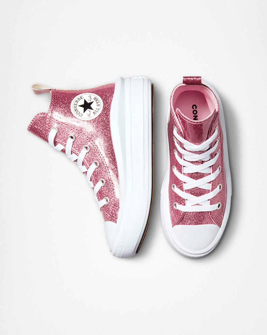 Topanky Na Platforme Converse Chuck Taylor All Star Move Glitter Vysoke Dievcenske Ruzove Nachový Biele | SK BSNM119